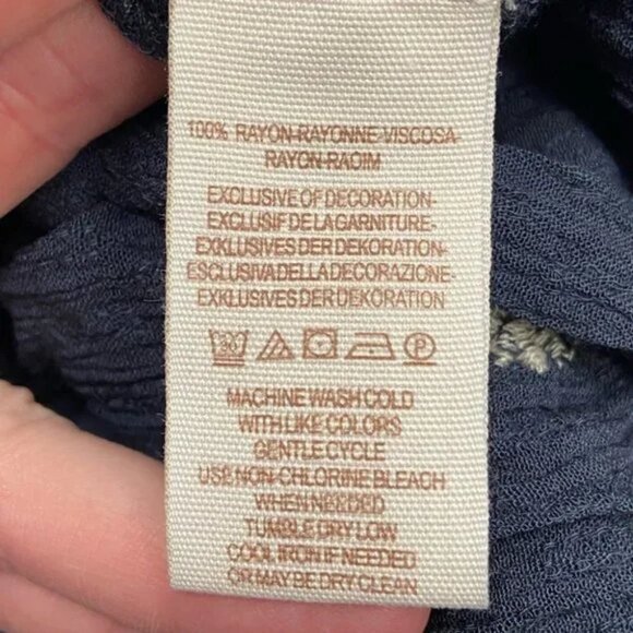 NWT Free People Wildflowers Indigo Blue Blouse Floral Print Size Large Top Boho‎ - Picture 4 of 6